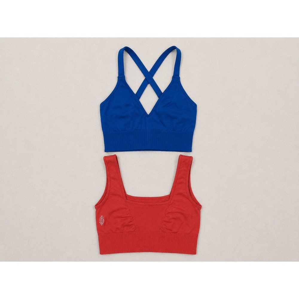 FP Movement Free People Ribbed Seamless Crop Top Bundle Blue Red Size M/L